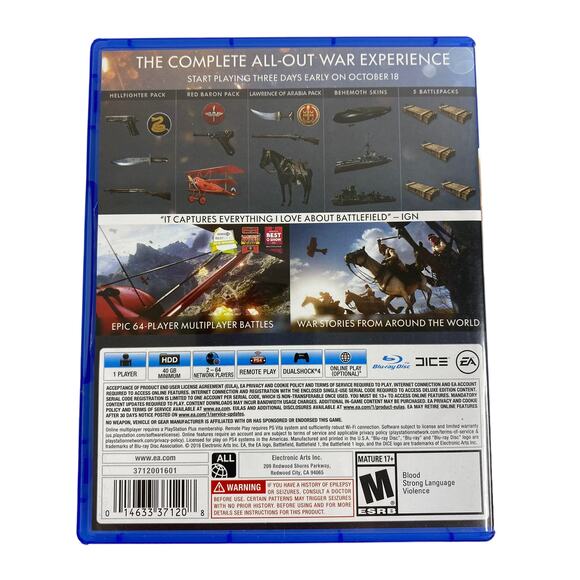 PS4 Battlefield 1 Early Enlister Deluxe Edition Sony Play Station 4 Game - Picture 5 of 7